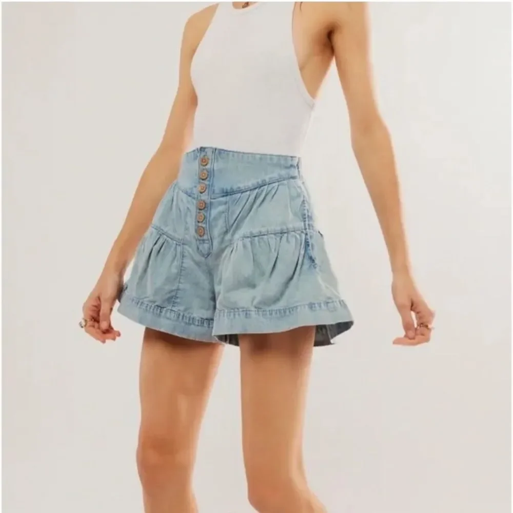 M Free People Jean Shorts We The Fleur Denim Light Blue